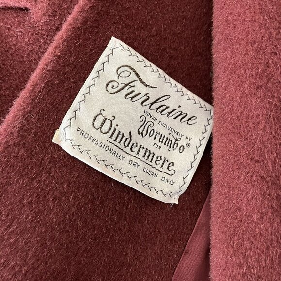 Vintage 50s 60s Furlaine Worumbo Clay Pink Red Mohair Wool Coat Overcoat Retro - Picture 5 of 5